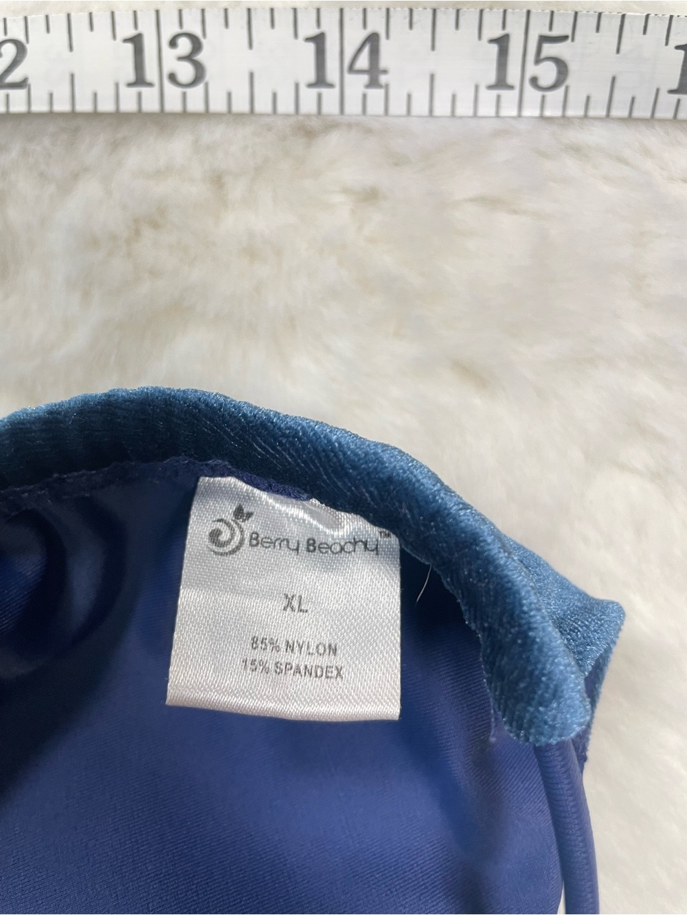Berry beachy Velvet Triangle Bikini Set in Deep Blue, Top XL Bottom L - Picture 5 of 5